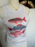 Patterned fish graphic tank